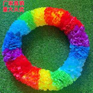 运动会入场开幕式道具手持花环幼儿园早操舞蹈表演器械彩虹色花环