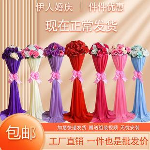 婚庆路引花 立柱整套花篮花柱结婚礼 庆典布置装饰引路花新款包邮