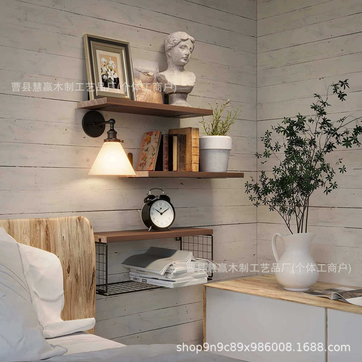 杂物储架浮动墙上收纳墙壁物架浴室木制收纳架铁现货物艺架置浴室,收纳整理,整理架/置物架/收纳架,淘宝优惠券,粉丝福利购,淘宝优惠卷