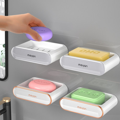 肥皂盒壁挂式沥水置物架家用免打孔浴室高档卫生间双层新款香涛森