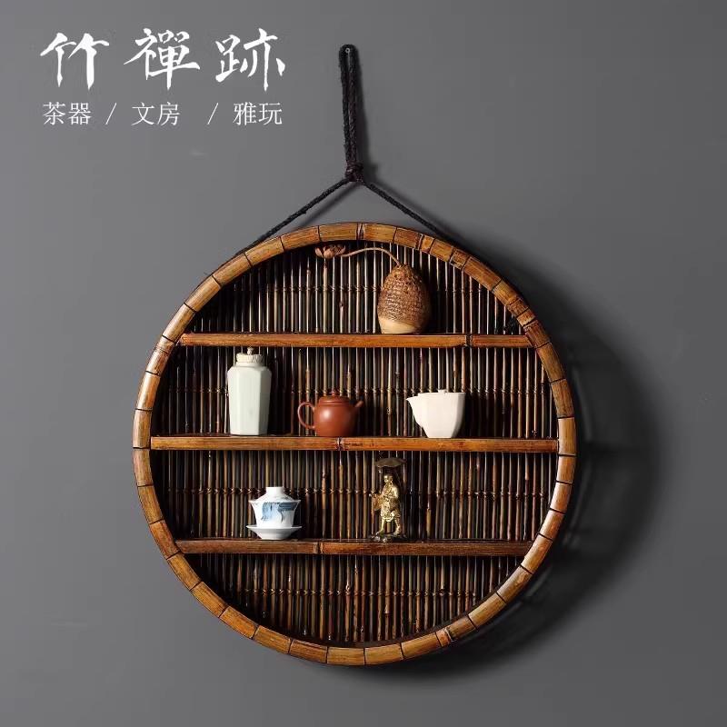 禅迹|挂粽ZCJ叶竹小博古架壁挂式上多宝阁茶具收纳摆件竹茶墙壶架