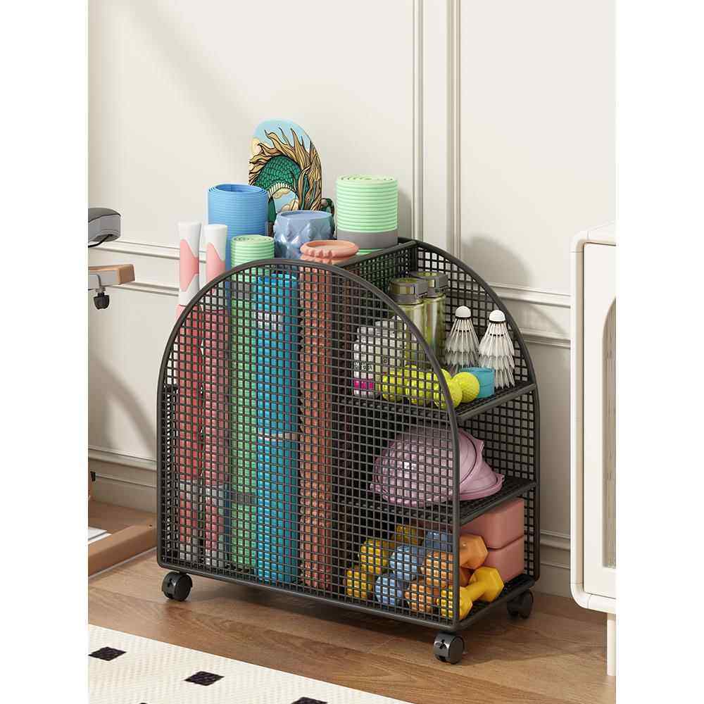 瑜伽垫收纳筐家用健身运动器材收纳架带轮羽毛球玩具夹缝置物架子,收纳整理,运动器材收纳用具,淘宝优惠券,粉丝福利购,淘宝优惠卷