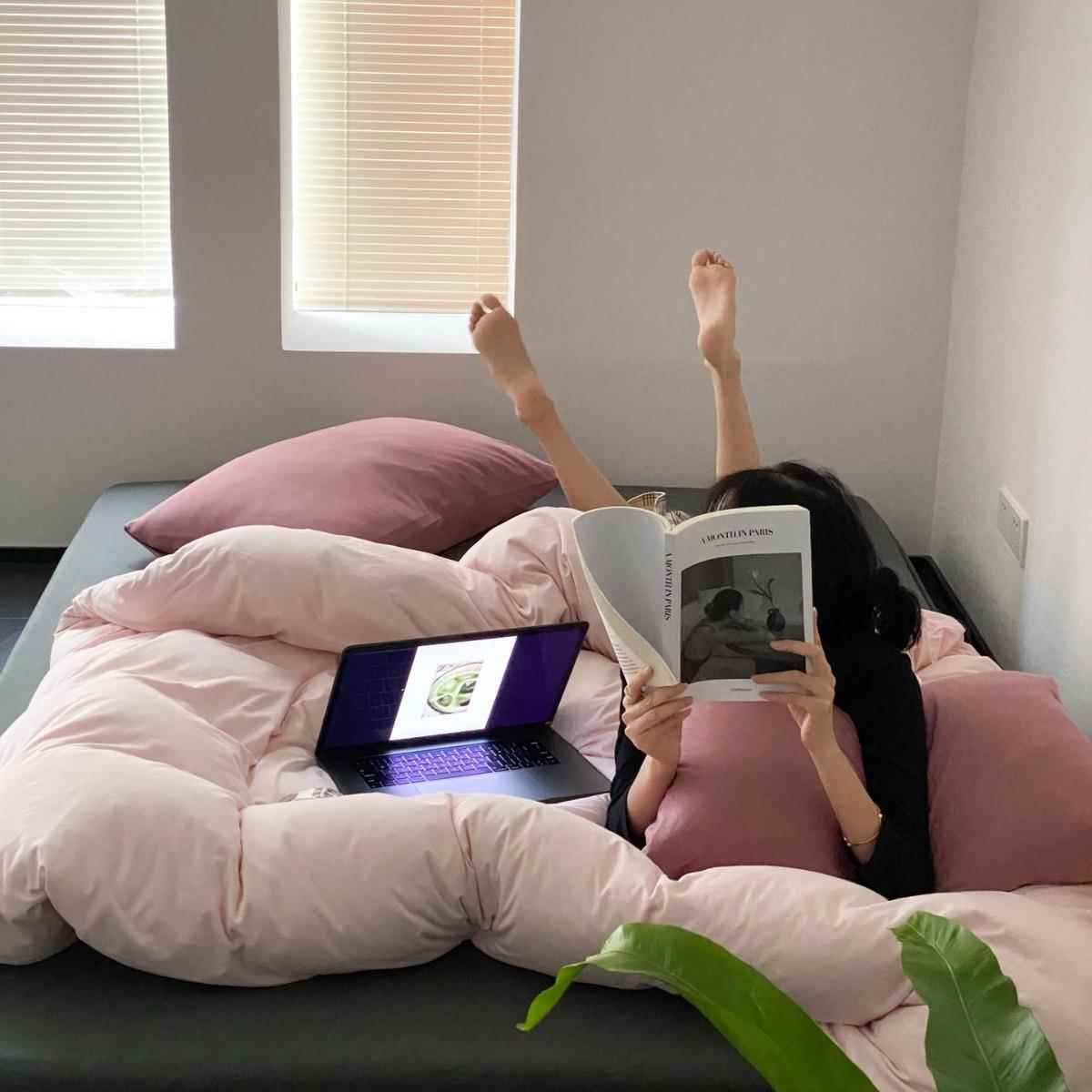 简约类A母奶婴级全棉针织棉天竺棉四件套纯棉纯拼色色撞色油风