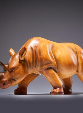 轻室奢高档犀牛客摆件仿真饰动物无雕塑欧式厅书房酒柜办公桌面装