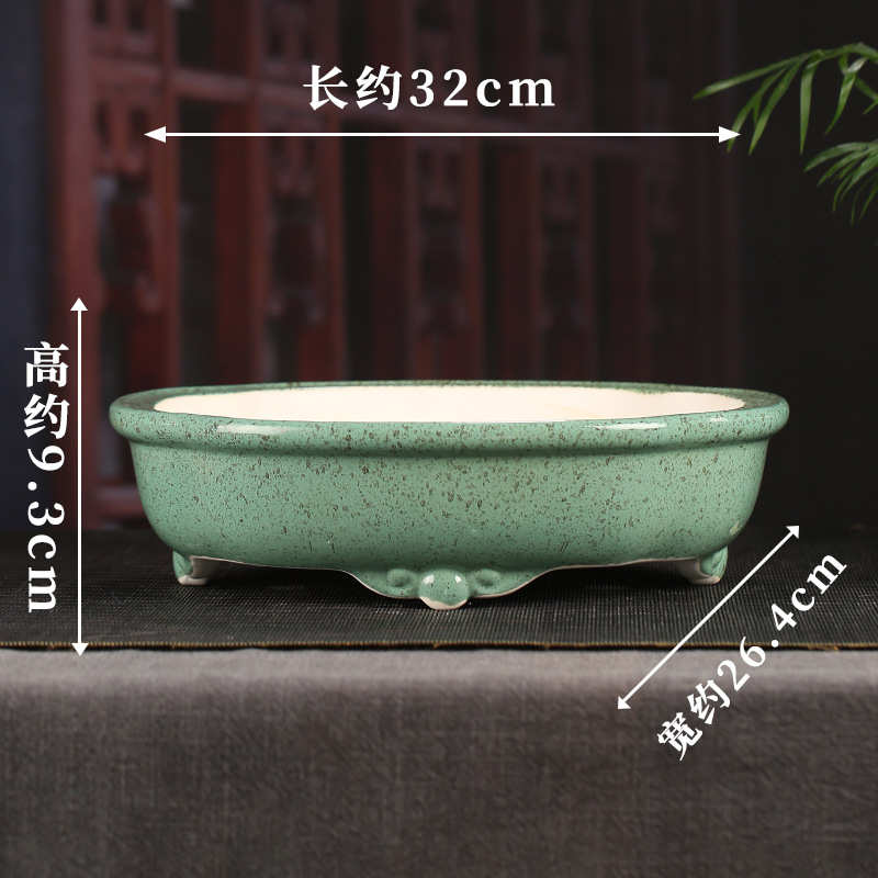 花盆盆景紫砂浅落地三脚yd07文竹宜兴莲花盆桌面复古批发装饰大号