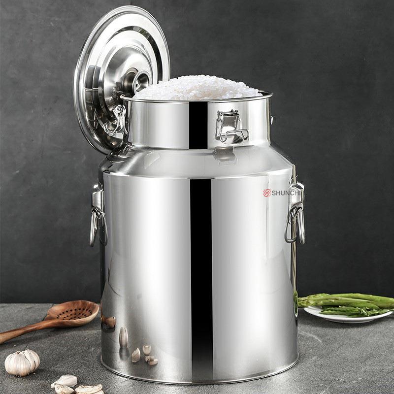 加厚不锈钢密封桶卡扣牛奶酒桶储物桶米桶发酵桶油桶运输桶茶叶罐