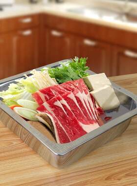 加厚不锈钢无磁方型火锅盆清汤二味鸳鸯子母四方盆海底方形捞汤锅