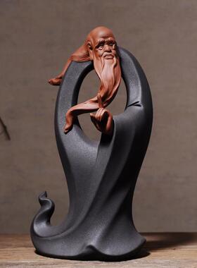 创意泥塑覆古陶瓷历史人物老子佛像摆件中式家居禅意会所软装饰品