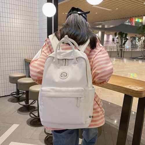 日系ins书包女中学生年新款简约纯色大容量双肩包女旅行背包
