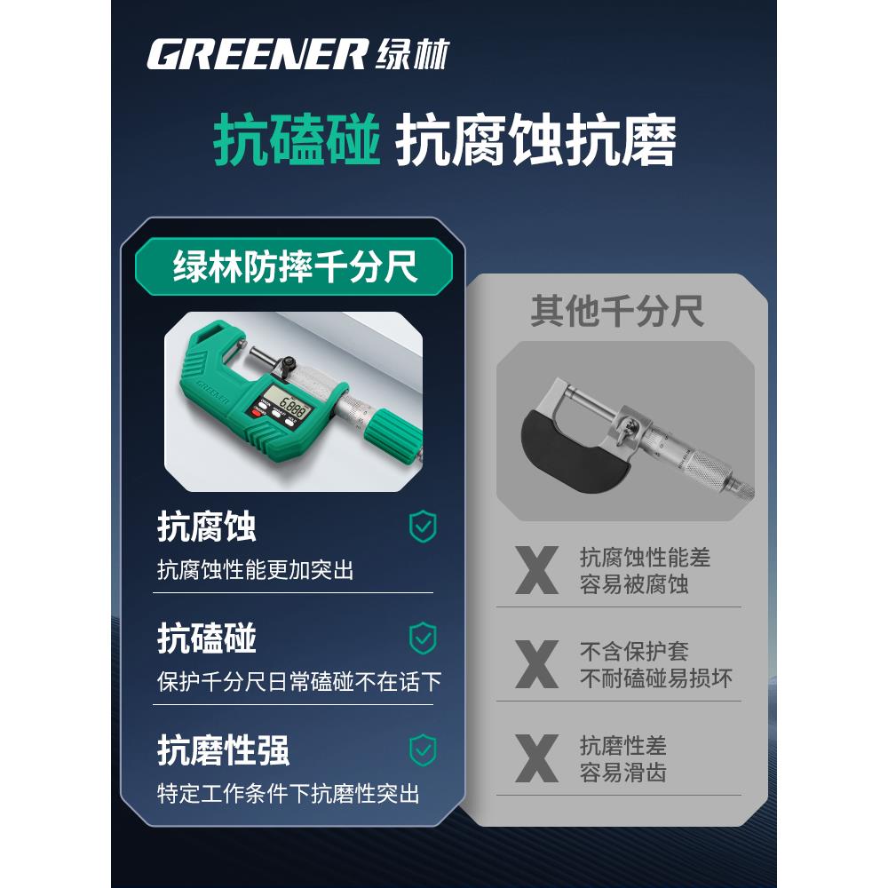 绿林数显外径千分尺高精度数显测厚螺旋测微仪器杠杆电子千分卡尺