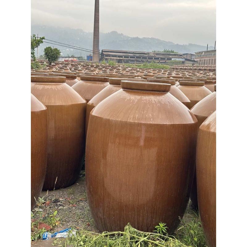 四川隆昌窖藏土陶坛罐粗陶1000斤2000斤大酒缸千斤吨坛带盖发酵缸