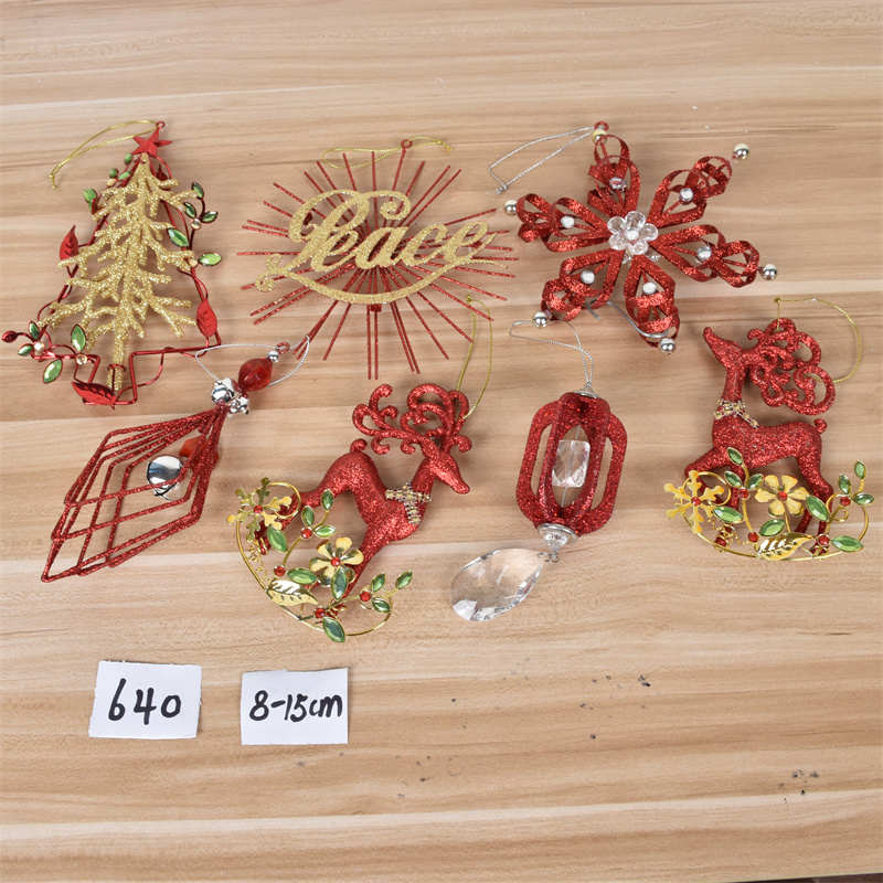 圣诞节装饰用品创意气氛闪粉金红色字母动物雪花吊饰挂件场景挂饰