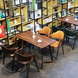 复古清吧酒吧餐椅小吃店烧烤店卡座沙发工业风椅子快餐厅桌椅组合