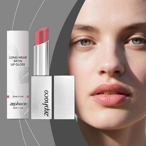 Zephoco Rose Pink Long-lasting Soft Light Lip Gloss - Natura