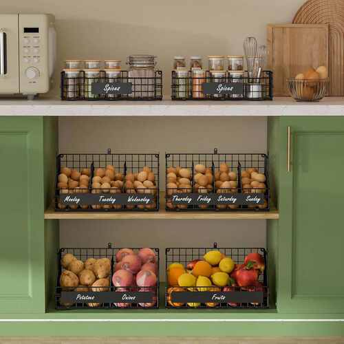 简约风三层铁艺鸡蛋分隔收纳篮家用厨房置物架挂壁式蔬菜收纳架