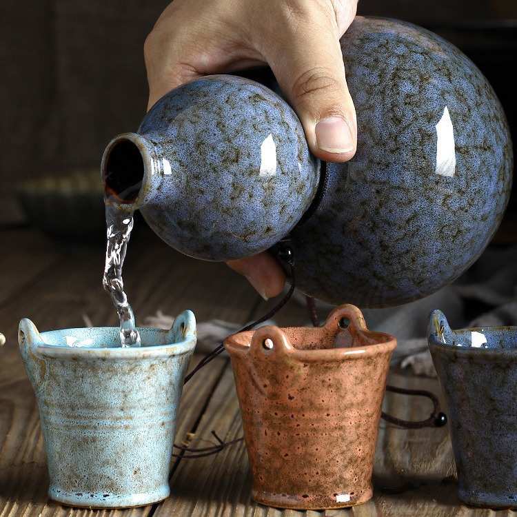 家用陶瓷空酒瓶葫芦酒壶一斤装酒壶窖藏密封装酒罐便携可定 制log