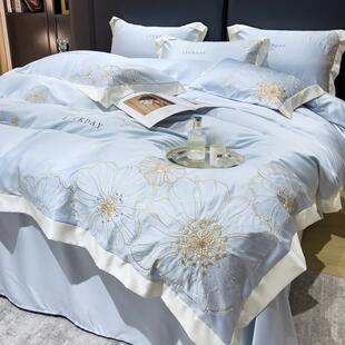 高端轻奢风夏季 140支天丝四件套双面冰丝滑裸睡凉感床单被套床品4
