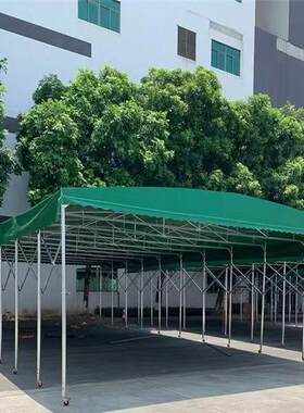 大型推拉雨棚活动伸缩厂房雨篷户外大排档可移动账篷带轮遮阳账篷