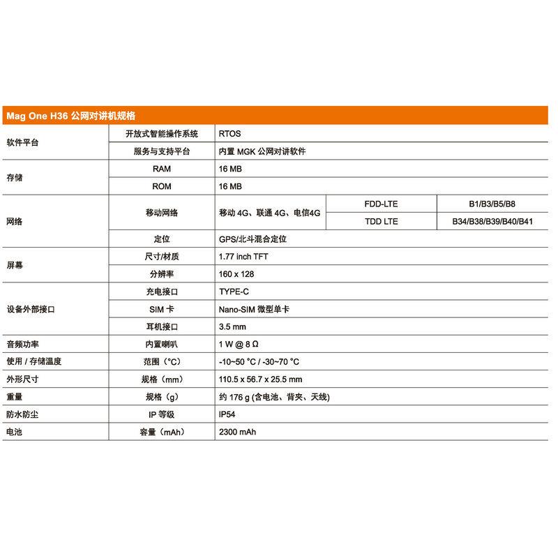 MagOne H36公网对讲机4G全网通插卡户外车队公里对讲机插卡定位适