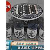 石桌石凳庭院一套天然大理石 摆件 户外圆桌花岗岩象棋桌花园彷古