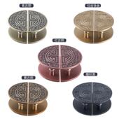 现代简约中式 仿古玻璃门拉手大门半圆形古铜雕刻木门把手黑色现货