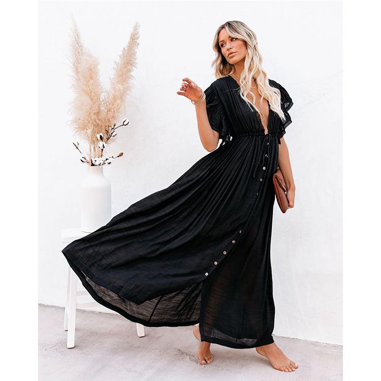 shirt cover-up drawstring skirt protection button clothing