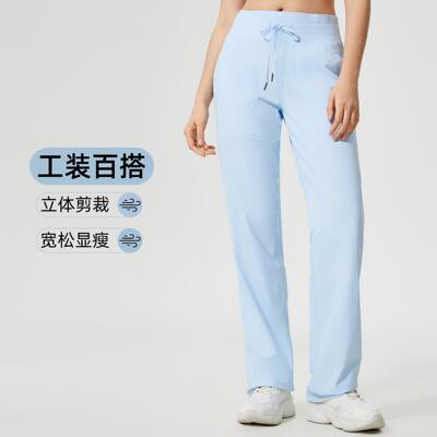 新款高腰宽松运动裤女户外健身收脚直筒长裤速干透气休闲裤DSS071
