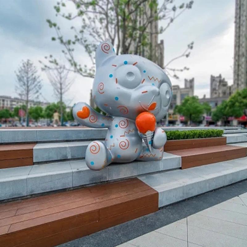 户外公园小区园林景观卡通猫动物网红打卡玻璃钢美陈装饰雕塑摆件