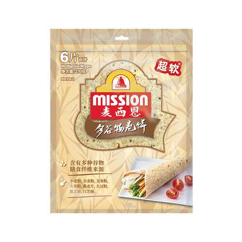 MISSION麦西恩 多谷物卷饼270g袋装营养方便早餐饼粗粮面饼手抓饼