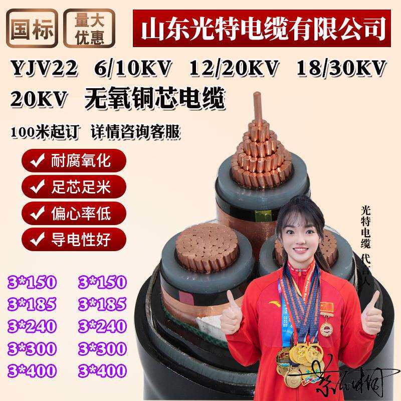 YJV22铜芯20KV高压10KV电缆线12KV 3芯70 120 150 300平方18/30KV