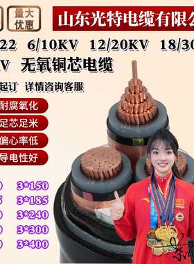 YJV22铜芯20KV高压10KV电缆线12KV 3芯70 120 150 300平方18/30KV