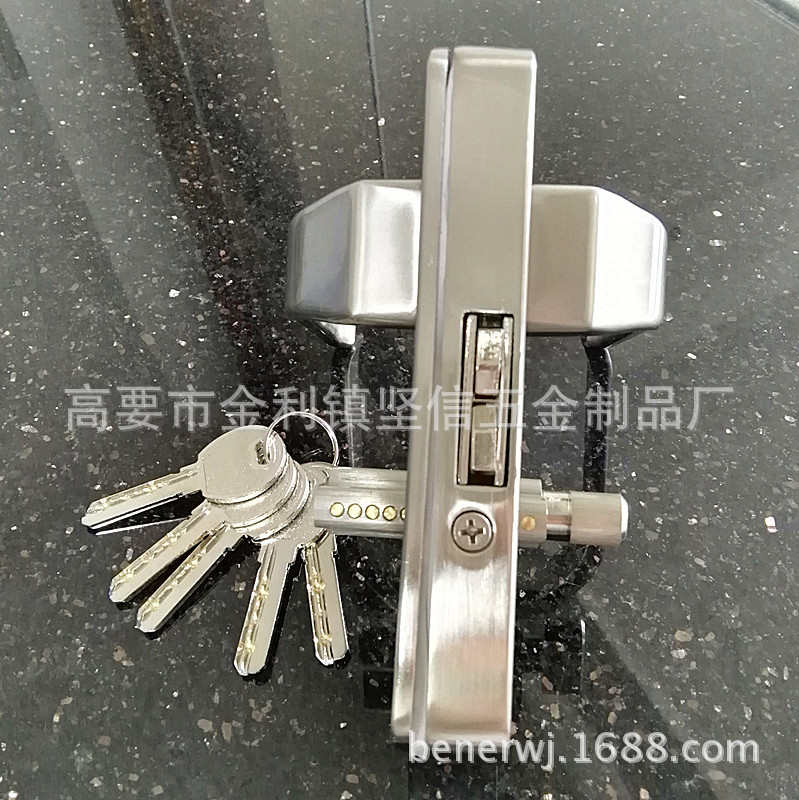 批发玻璃门执手锁449A方形单开门打孔玻璃转舌锁锌合金玻璃门锁