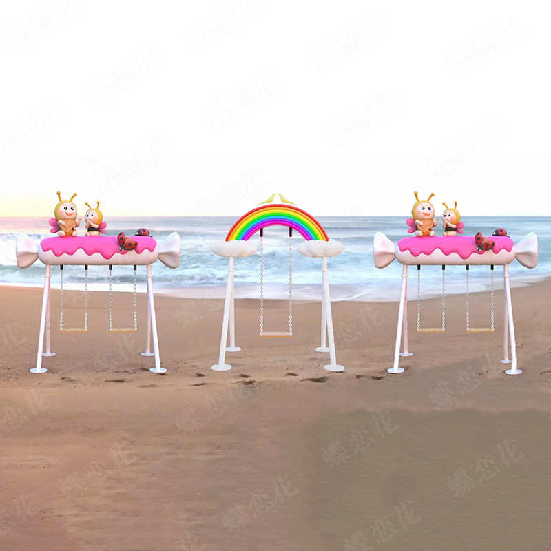 新款仿真云朵秋千 沙滩露营地休闲拍照打卡网红道具 亲子乐园秋千
