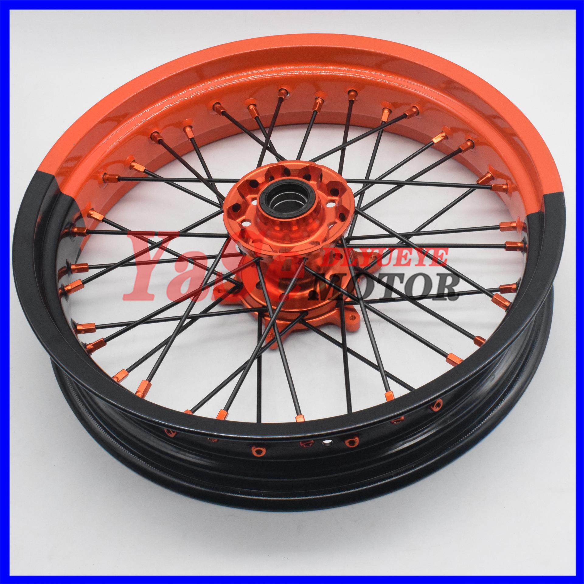 越野摩托恒舰S5克维思卒玛K8前后17寸轮毂总成改装双拼色轮组橙黑