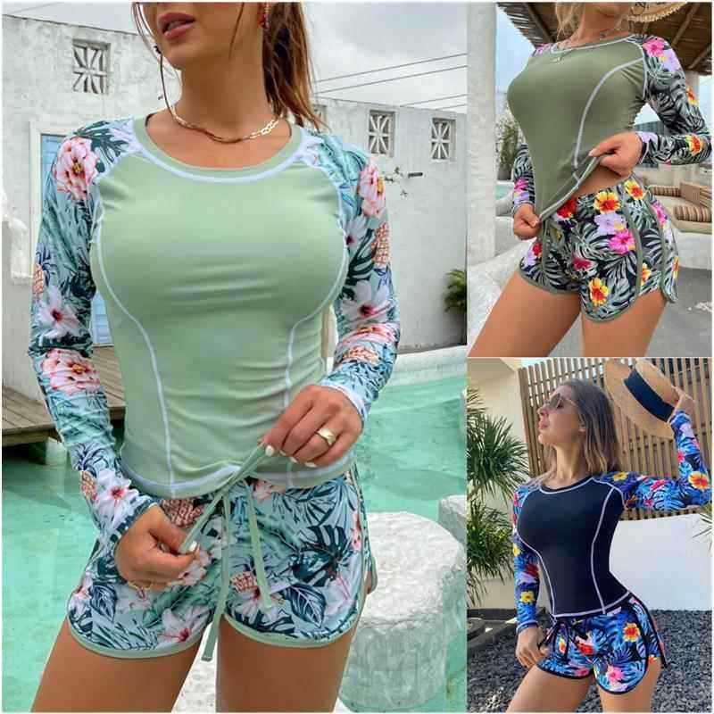 women swimsuit split boxer suit surfing sunscreen sleeve