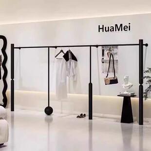 女装店货架展示架铁艺黑色上墙挂衣架专用衣服陈列架服装店衣架子