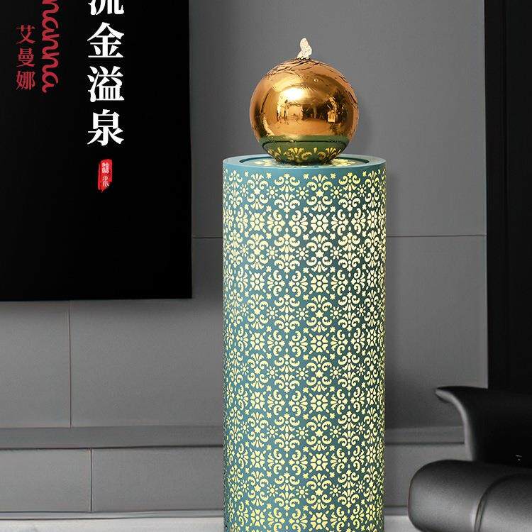 现代简约流水摆件圆球客厅电视柜落地喷泉循环水居家饰品
