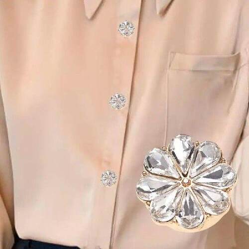Small Rhinestone Buttons Blouses Button Covers Clip-On For