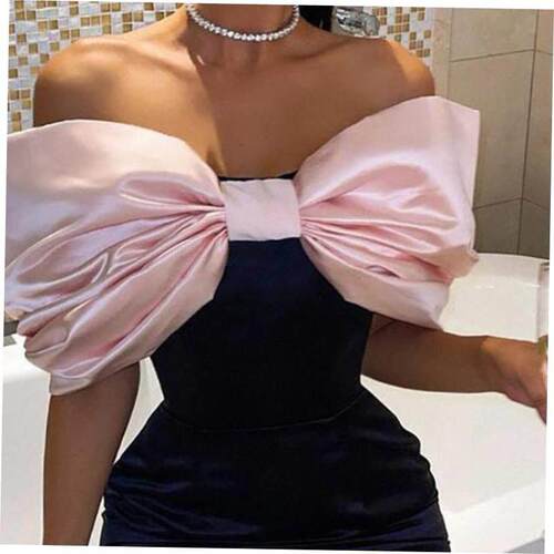 一字肩蝴蝶结紧身洋装生日派对小礼服Birthday party dress