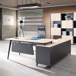 简约老板桌主管桌书柜组合办公电脑桌板钢木大班台经理桌多功能