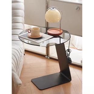 意式 轻奢锈钢不边几沙感发客厅玻璃角几现代圆艺术角几APE小茶几