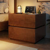 家逸实木床头柜家用卧室储物柜2025新款 床头柜中古风床边收纳柜子