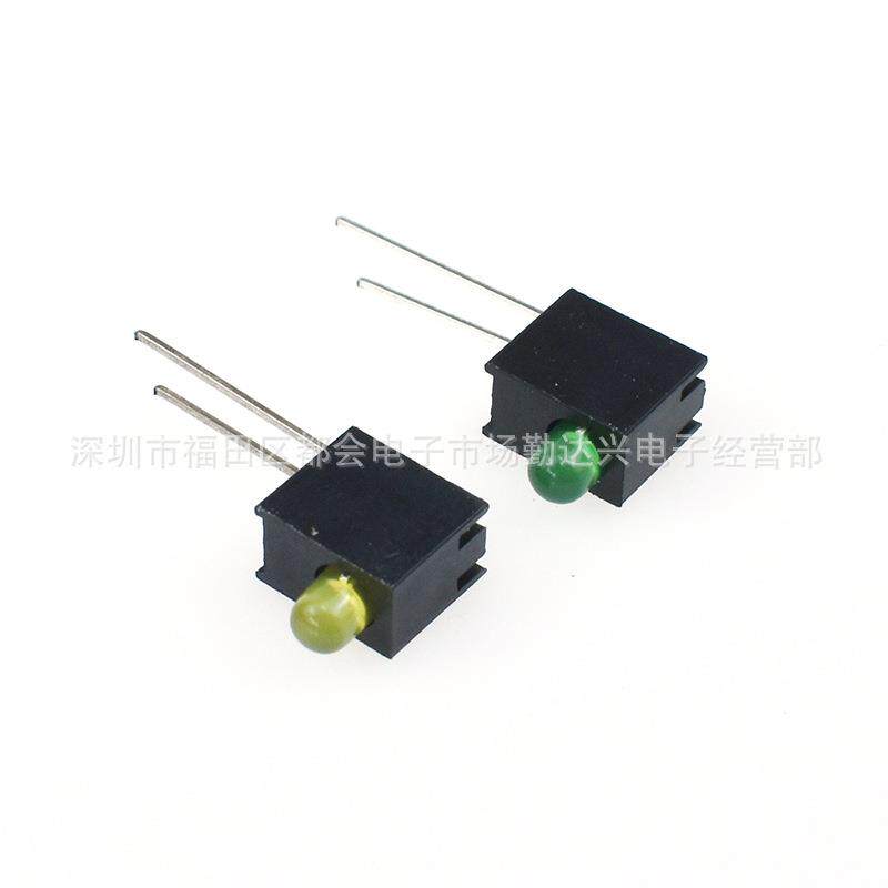 f3/3mm灯座单孔带灯 led红绿黄蓝白F3灯珠方形座指示灯 90度弯角