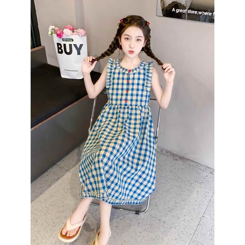 英国next ttat女童夏装裙子女大童学院风公主裙儿童格子连衣裙潮