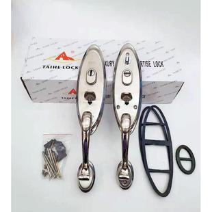 老式 罗普斯金304不锈钢防盗门锁把手弯把指压按钮大门锁面板特惠