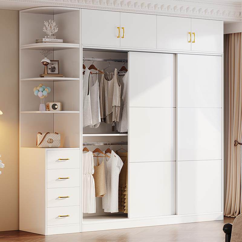 实木推拉门衣家用卧室免安装新组合子生态板可衣橱