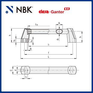 NBK ELESA EVH 椭圆截面高科技聚合体及铝机械零配件 管状手柄