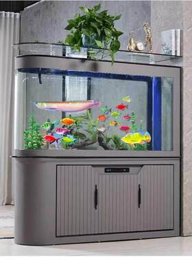 屏风鱼缸新款子弹头底滤隔断客厅家用水族箱免换水生态现代轻奢风