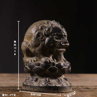 仿古石雕青石民俗怀旧高台莲花吸水神兽中式复古陈设文玩摆件摆设