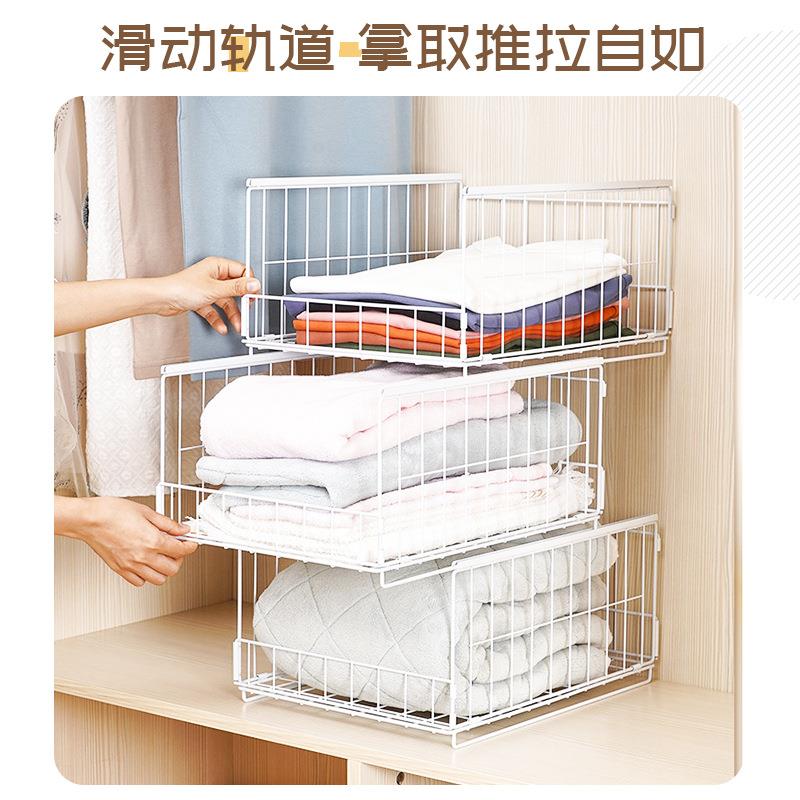 滑衣柜收纳轨物抽屉收纳篮衣服整理家居宿分层隔板物置架抽舍拉式